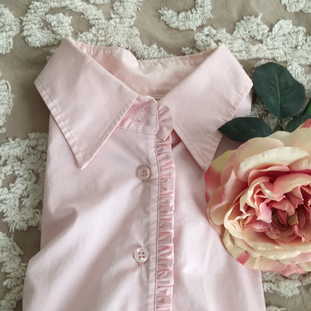 Blush, Light Pink Button-down with Ruffle Details